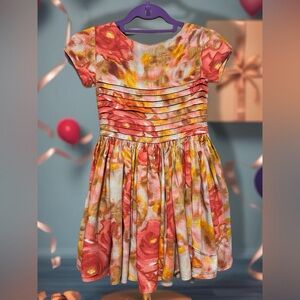 Morley Designer Autumn Floral Girl’s Dress - Yellow Orange multi - Girl’s Size 8